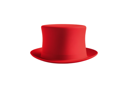 Red top hat sits on a white background, isolated