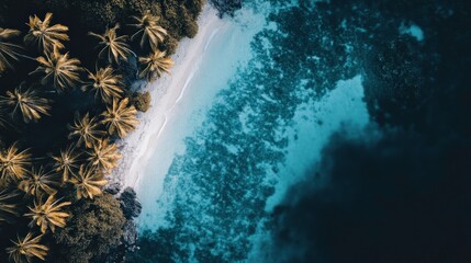 Tranquil Waters Lapping on a Sandy Beach Surrounded by Palms