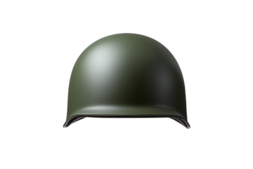 Green helmet with a black visor, isolated