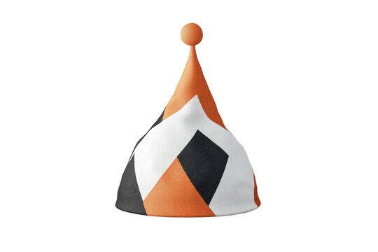 Hat with a black, white, and orange design on it, isolated