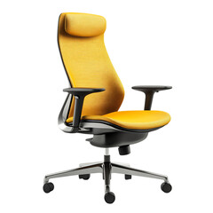 A Modern Ergonomic Office Chair with Adjustable Height Isolated on Transparent Background