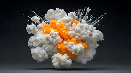 Orange and White Smoke Explosion with Dark Background