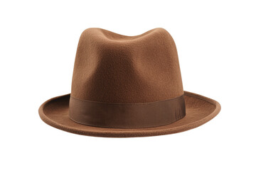 Brown hat with a brown ribbon around it, isolated
