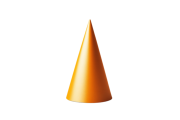 Yellow cone shape is on a white background, isolated