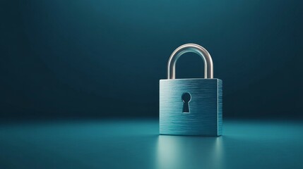 Fototapeta premium Secure Padlock on a Minimalistic Blue Background