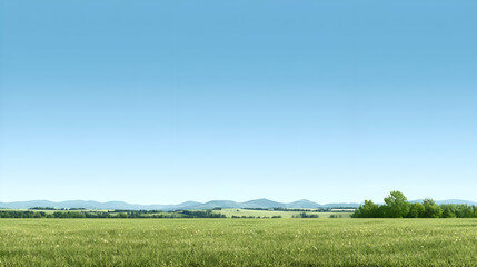 Obraz premium Serene Green Field Under a Bright Blue Sky