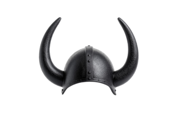 Black Viking helmet with horns on the top, isolated