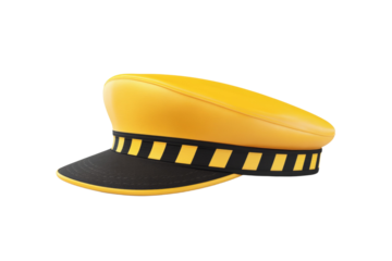 Yellow and black hat with a black stripe, isolated