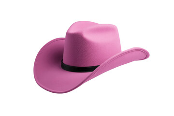 Pink cowboy hat with a black band, isolated