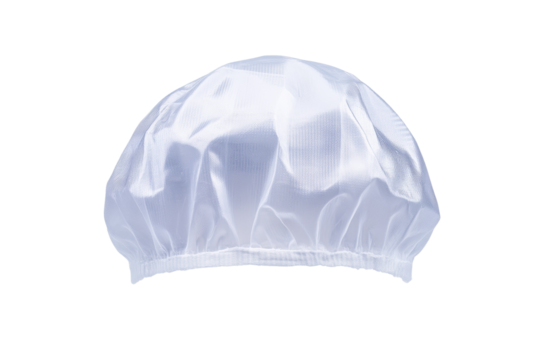 White plastic hat with a white band, isolated