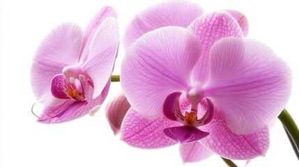 Fototapeta premium Delicate Purple and Pink Orchids on White Background