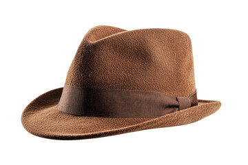 Brown hat with a brown ribbon around it, isolated