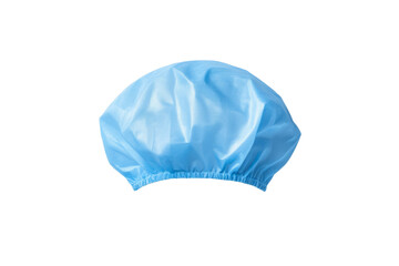 Blue plastic cap with a white border, isolated