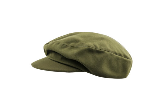 Green hat with a brim, isolated