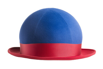 Fototapeta premium Blue and red hat with a red ribbon, isolated