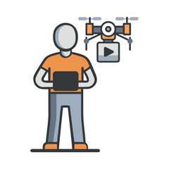 Drone pilot operating a drone pilot, drone, pilot, icon