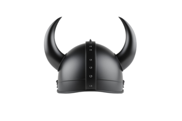 Black Viking helmet with horns on it, isolated