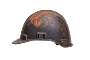 Fototapeta premium Rusted and worn out hard hat, isolated