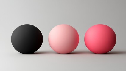 Three gradient color spheres on a light background