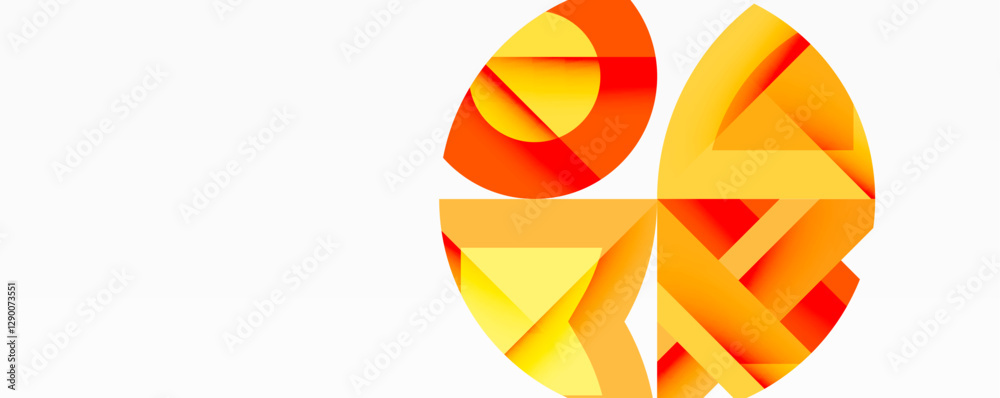 Aufkleber Abstract geometric composition with interlocking circular and angular shapes, featuring smooth gradients and sharp contrasts on a white background