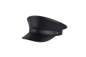 Black leather hat with a white background, isolated
