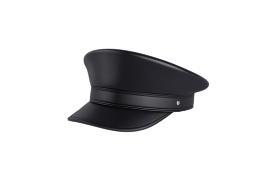 Black leather hat with a white background, isolated