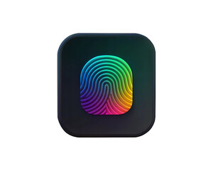 A colorful biometric scanner icon with a fingerprint, isolated on a white background, symbolizing...