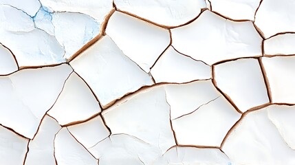 Cracked white surface close-up abstract texture indoor high angle minimalism