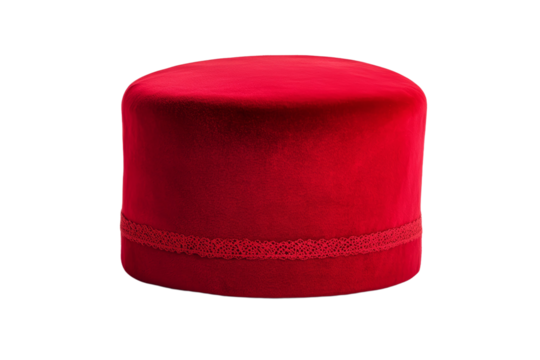 Red hat with a red ribbon around it, isolated