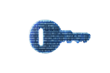 Blue key with a bunch of numbers on it, isolated