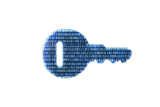 Blue key with a bunch of numbers on it, isolated - Powered by Adobe