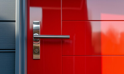 Bold fire engine red front door with sleek design inspires dynamic architectural statements and innovation