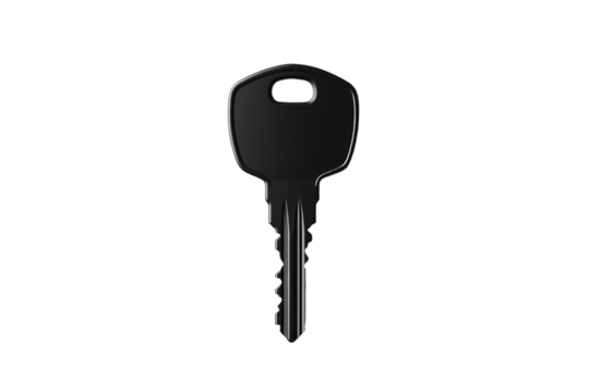 Black key with a silver handle, isolated