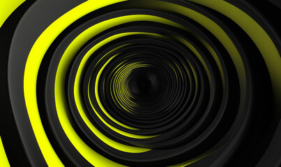 Obraz premium Black and Neon Yellow Spiral with Rapid Swirling Orbits, Creating a Dynamic, Energetic Abstract Visual