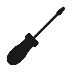Simple Black Silhouette of a Screwdriver