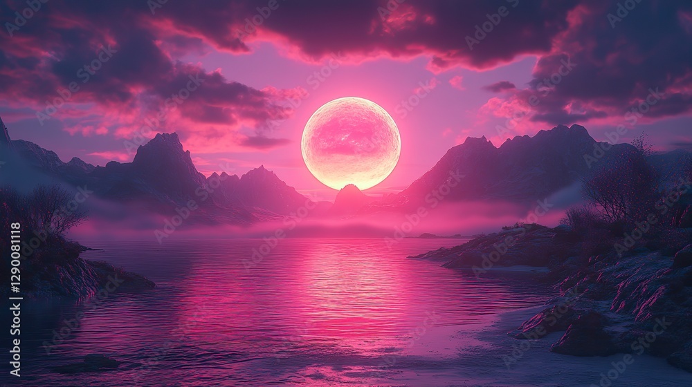 Poster neon text art in dreamy landscapes faith over fear 3d rendering of a neon sign in a setting at night