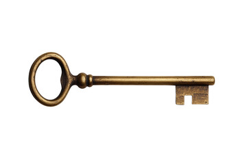 Gold key with a silver handle, isolated