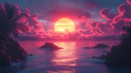 neon text art in dreamy landscapes faith over fear 3d rendering of a neon sign in a setting at night