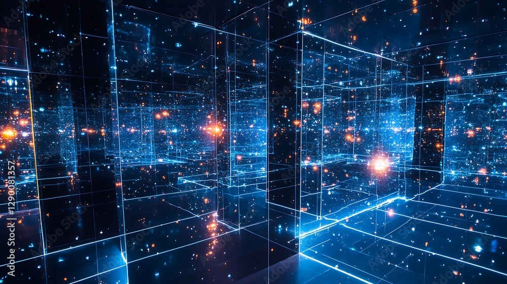 Poster futuristic abstract background with glowing lines. 3d rendering