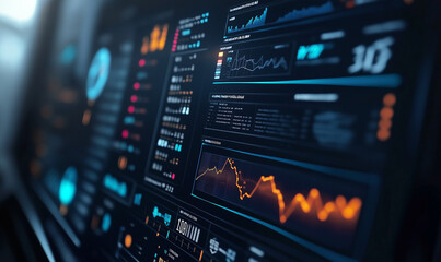 Fototapeta premium High-tech dashboard displaying a dynamic graph with an impressive exponential growth curve for business analytics