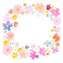 Flowers colorful blossoms border.