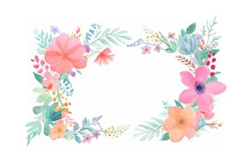 Flowers frame illustration colorful art.