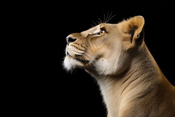 Fototapeta premium Lion is looking up at the camera