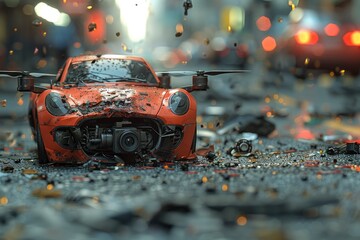 drone capturing images of a vehicle accident for insurance assessment