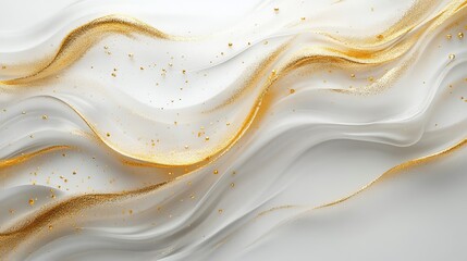 Elegant White and Gold Background with Flowing Wavy Pattern Creating a Luxurious and Stylish Atmosphere