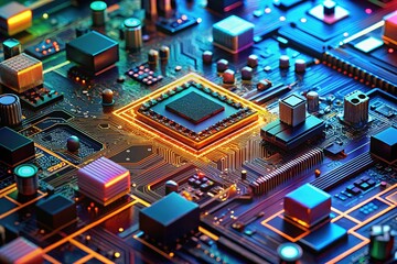 Obraz premium 3D machine learning, cognitive render, boosting AI visuals.