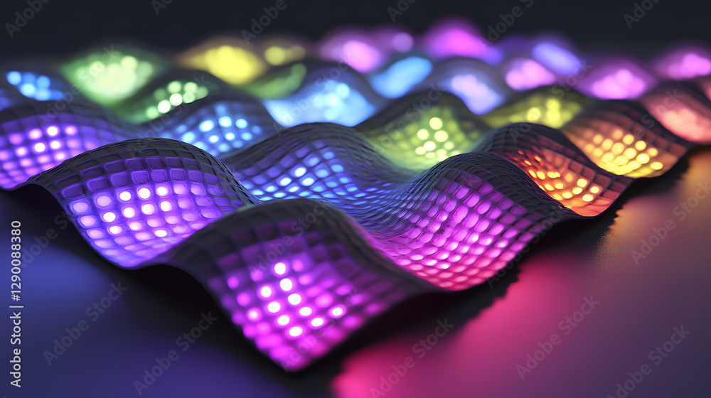 Wall mural close up of a colorful light display with vibrant hues and patterns illuminating the surroundings