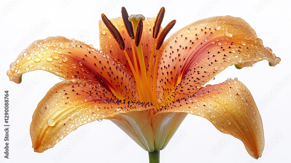 Poster orange lily with translucent petals isolated on white background