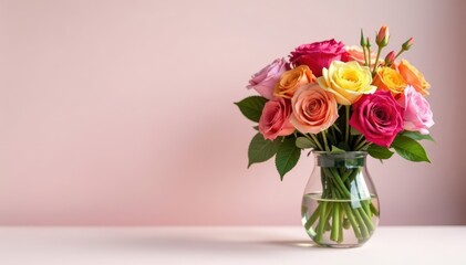 Naklejka premium Soft cushions, vibrant bouquet in simple vase , bouquet, floral