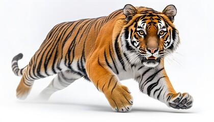 Obraz premium Running Tiger On White Background